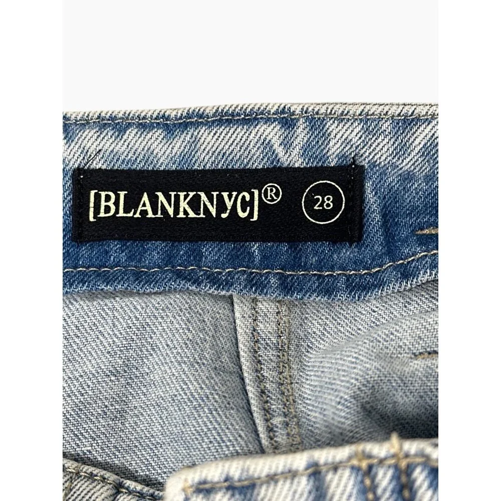 NWT Blank NYC High Rise‎ Blue Denim Short With Belt Women's Size 28 100% Cotton